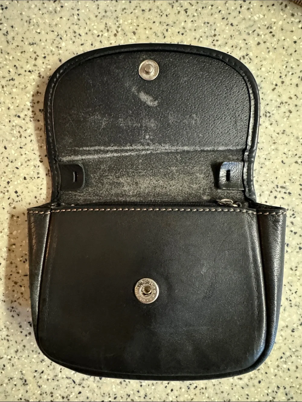Vtg.Harley‑Davidson Black Leather Belt Pouch with Embossed Shield